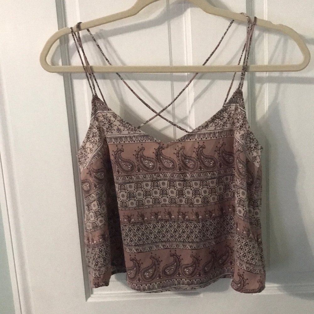 Aeropostale Paisley Charmeuse V-Neck Crop Cami